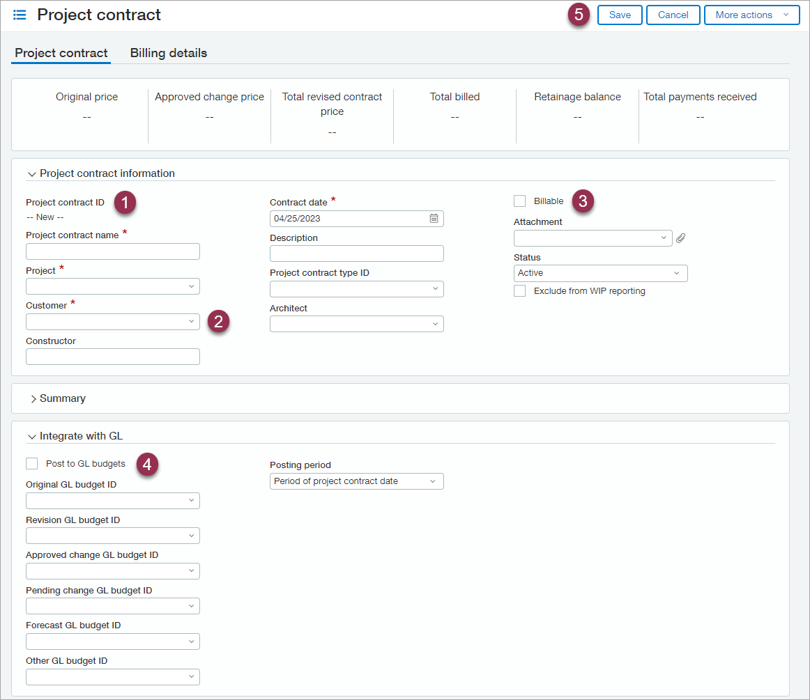 The Project contract page.