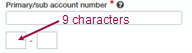 A primary account number box with two subaccount boxes.