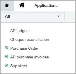 The star icon highlighted beside the home page icon to show your favorites menu.
