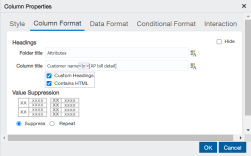Format multi-line column headings