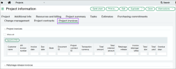 The Project invoices tab is selected on the Project information page.
