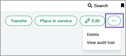 More options button on a record with the link for View audit trail